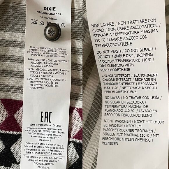 DIXIE Cotton Blend Oversized Button Front Blouse With Design Print S - Picture 6 of 6